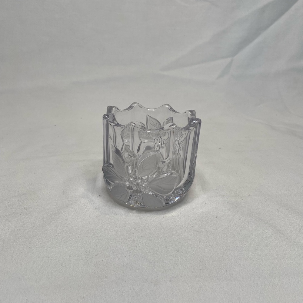 Mikasa Poinsettia Crystal Votive Candle Holder